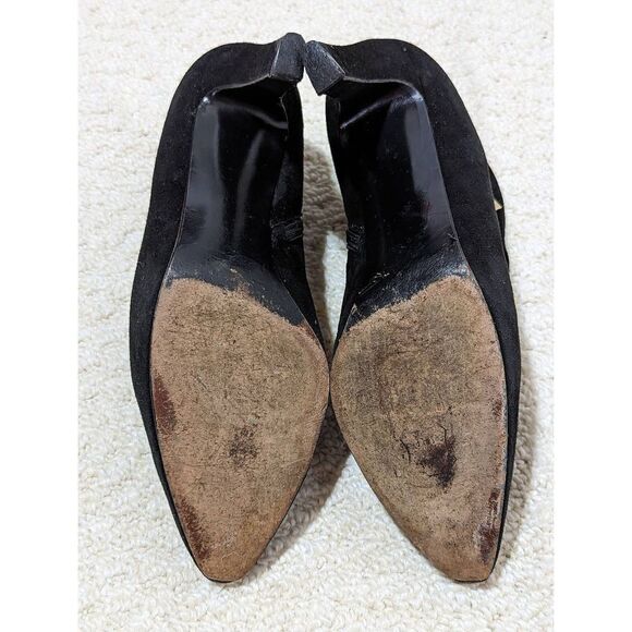 Stuart Weitzman Women's Black & Gold Zip-Up Suede Ankle Bootie Size 8 - Picture 6 of 8